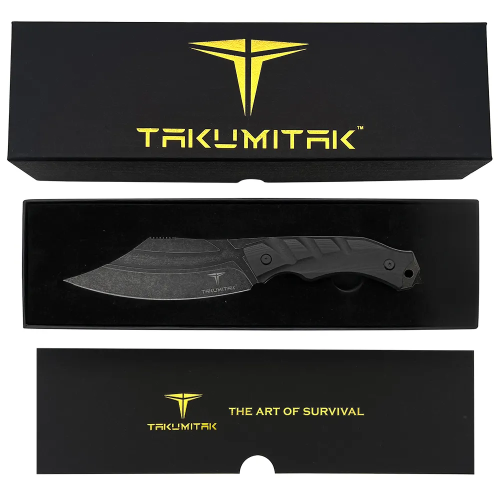D2 FIXED BLADE, G10 HANDLE, KYDEX SHEATH W/MOLLE CLIP 10"
