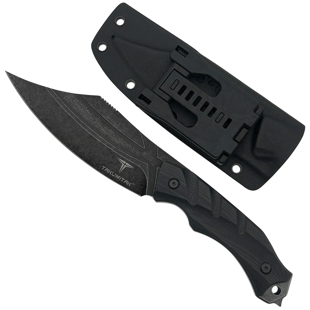 D2 FIXED BLADE, G10 HANDLE, KYDEX SHEATH W/MOLLE CLIP 10"