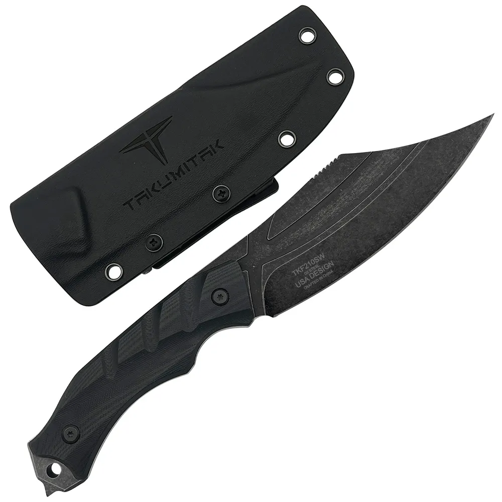 D2 FIXED BLADE, G10 HANDLE, KYDEX SHEATH W/MOLLE CLIP 10"
