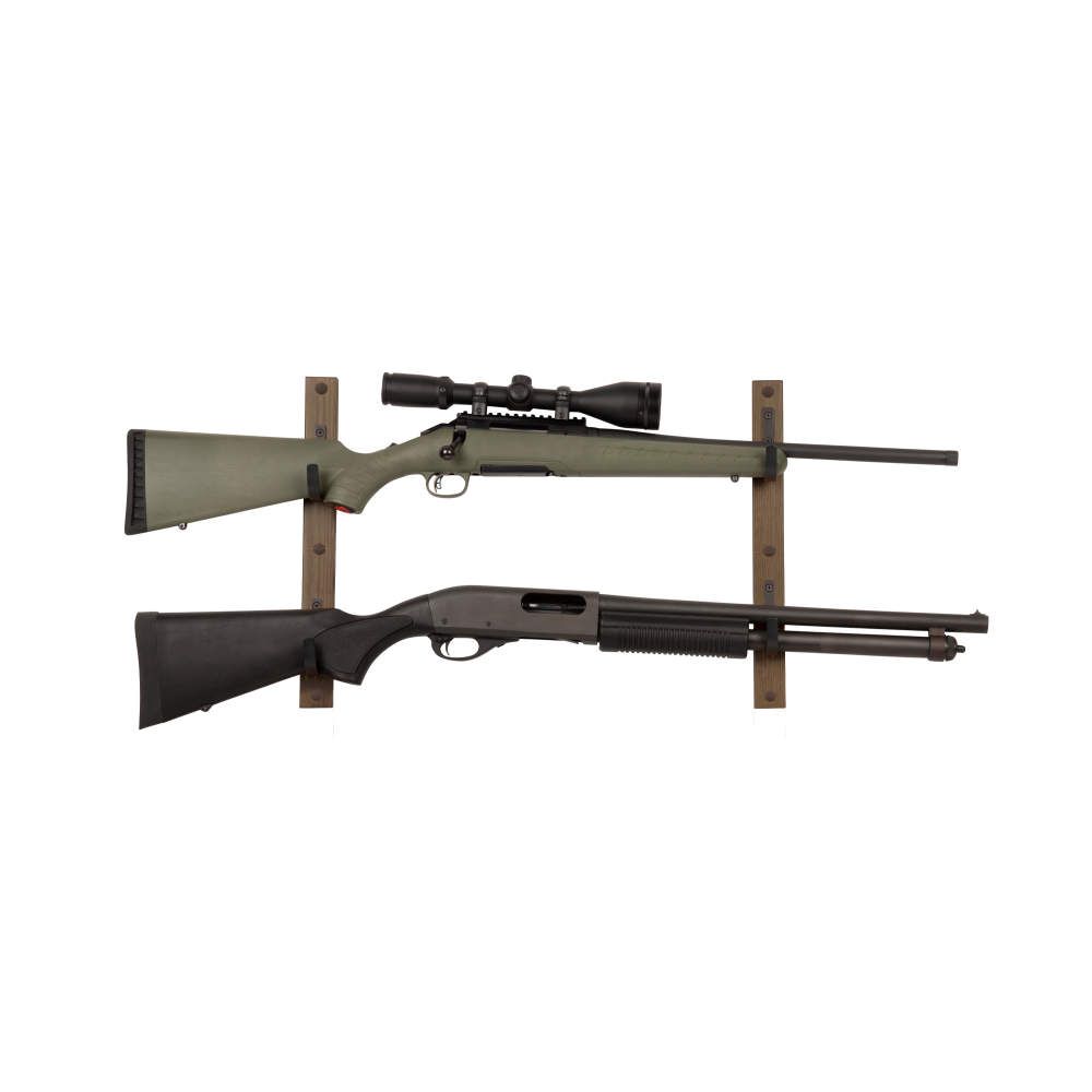 Gun Collector Hardwood Gun Rack, Holds 2-Firearms, Brown/Black