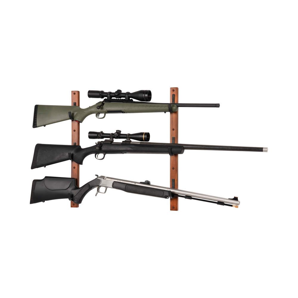Gun Collector Hardwood Gun Rack, Holds 3-Firearms, Brown/Black