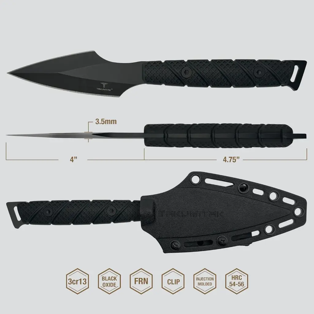 3CR13 FIXED BLADE, FRN HANDLE, FRN SHEATH W/MOLLE CLIP 8.75"