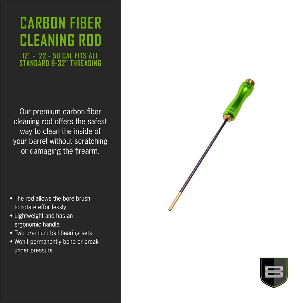 Breakthrough Clean Technologies 12" Carbon Fiber Cleaning Rod w/ Rotating, Ergonomic Aluminum Handle