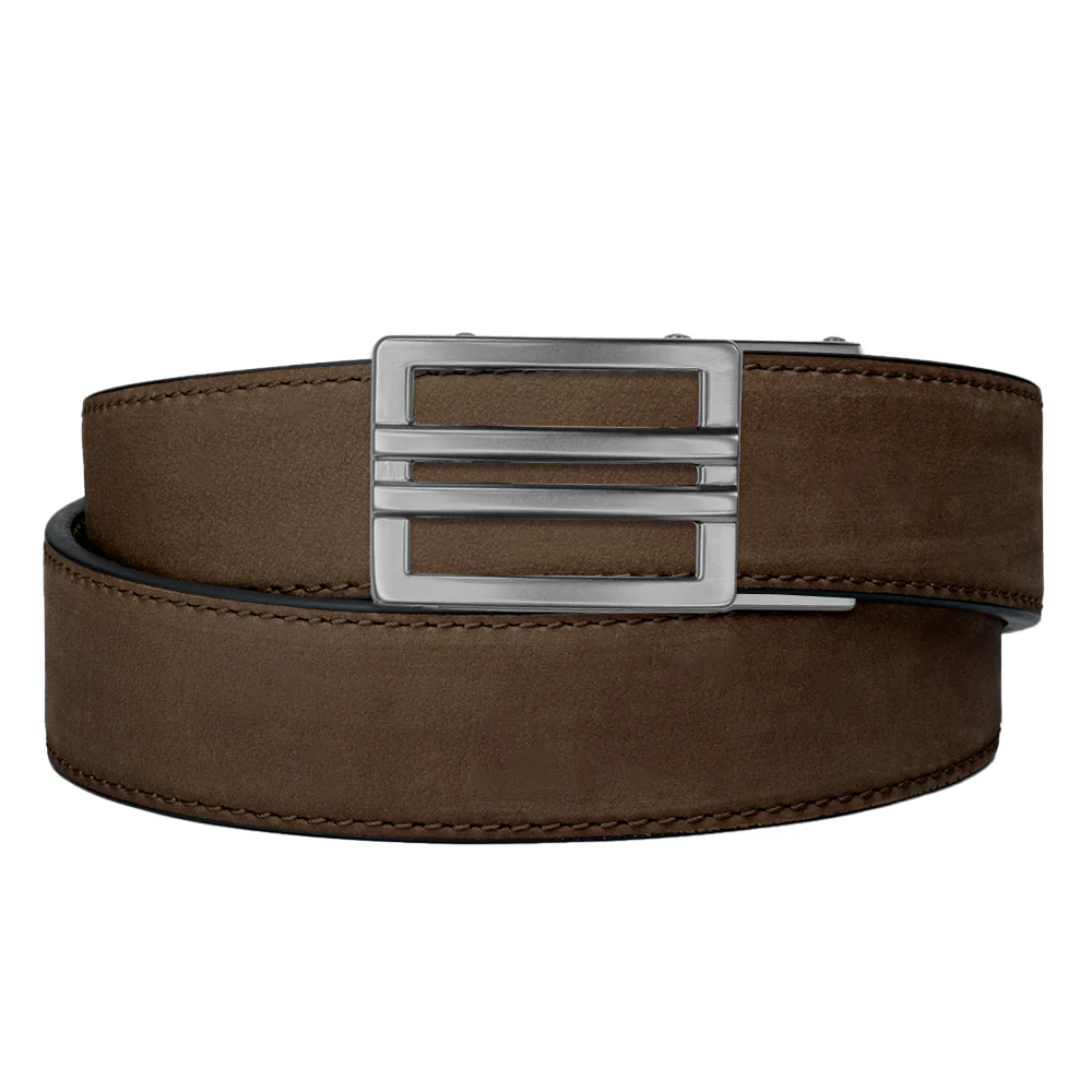KORE TACTICAL X1 GUNMETAL LEATHER GUN BELT 1.5" COFFEE BUFFALO 24"-44"
