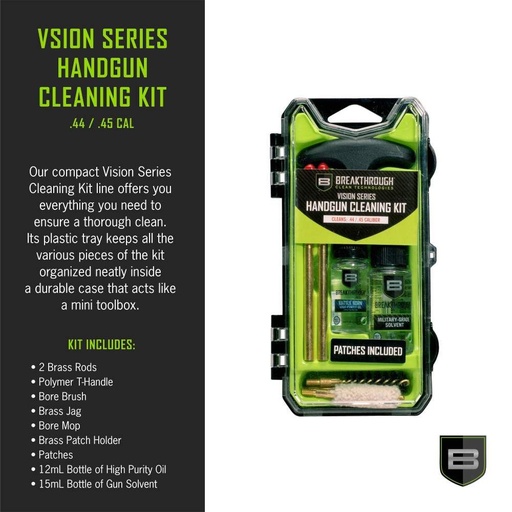 [BT-ECC-44/45] Breakthrough Clean Technologies Vision Series Pistol Cleaning Kit, .44 & .45 Caliber