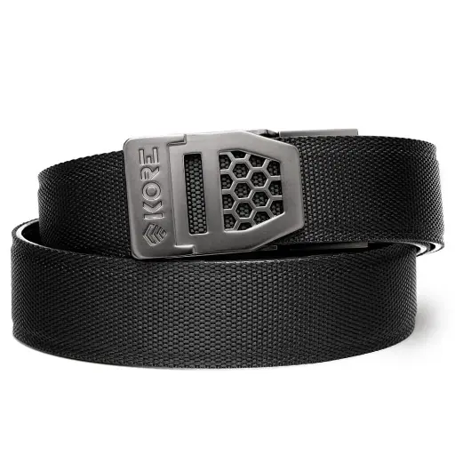 KORE TACTICAL X6 GUNMETAL NYLON GUN BELT 1.5" BLACK 24"-54"